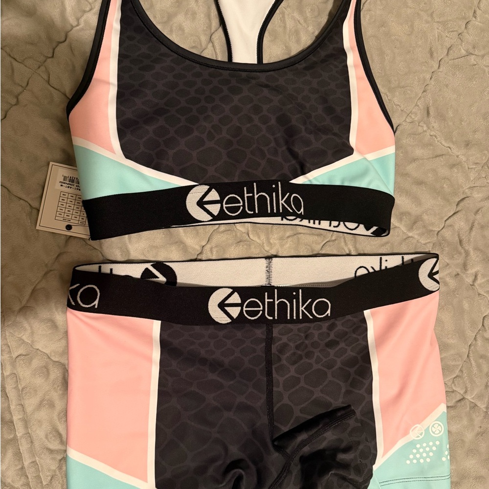 Ethika Black, Pink, and Mint Activewear Set